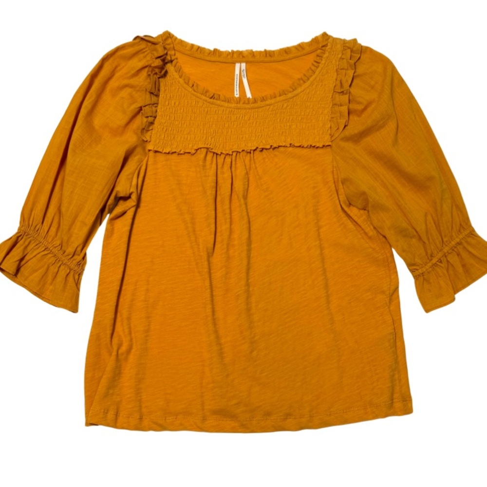 Anthropologie Women’s Top XS Mustard Yellow 3/4 Sleeve
